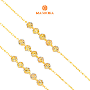 MASDORA 916 Gold Bracelet Rantai Tangan Emas ~ Duotone 3D Flower (EMAS 916/22K)