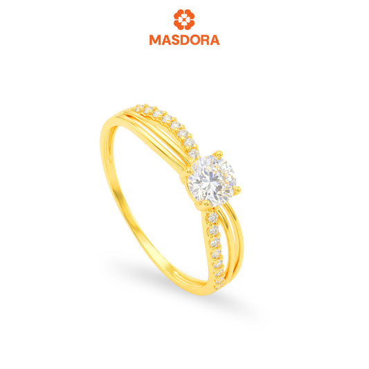 MASDORA 916 Gold Ring Rings Cincin Emas ~ Sparkling Modern Majestic Solitaire (EMAS 916/22K)