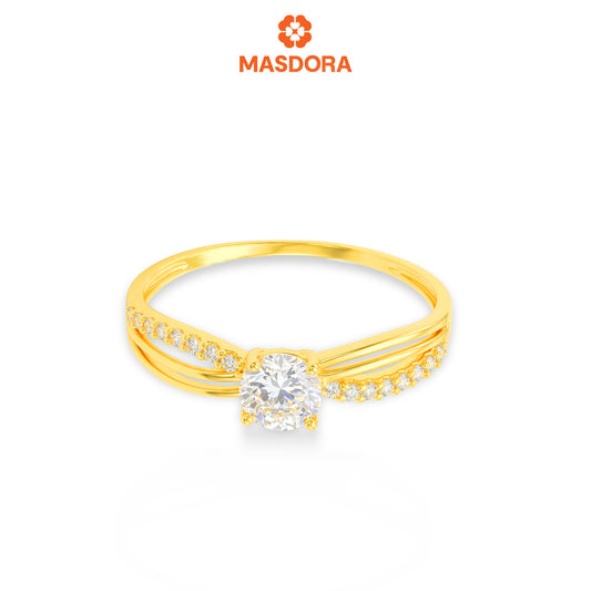 MASDORA 916 Gold Ring Rings Cincin Emas ~ Sparkling Modern Majestic Solitaire (EMAS 916/22K)
