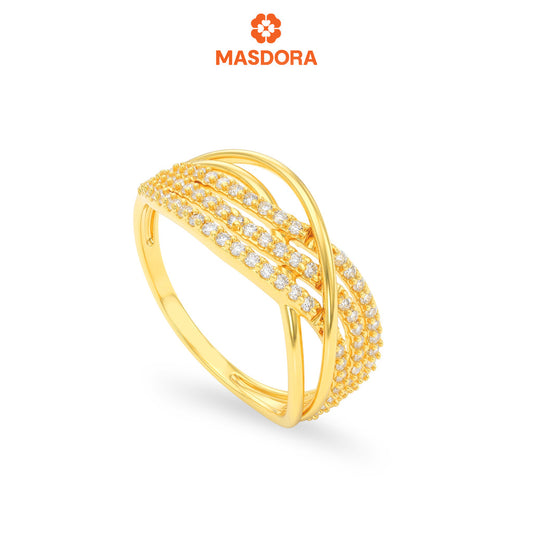 MASDORA 916 Gold Ring Cincin Emas ~ Sparkling Flattered Wave (EMAS 916/22K)