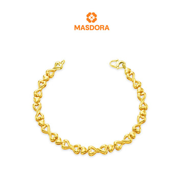 MASDORA 916 Gold Bracelet Rantai Tangan Emas ~ Golden Interlocking Heart (EMAS 916/22K)