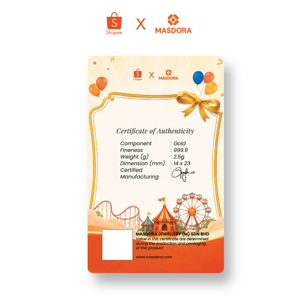 SHOPEE x MASDORA 999.9 Gold Bar 2.50GM ~ SHOPPING BONANZA Series