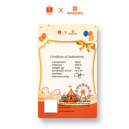 SHOPEE x MASDORA 999.9 Gold Bar 2.50GM ~ SHOPPING BONANZA Series