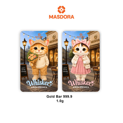 MASDORA 999.9 Gold Bar 1.00GM COMBO Whisker Collection (1.00GM X 2) ~ Oyen's Lifestyle (EMAS 999.9/24K)