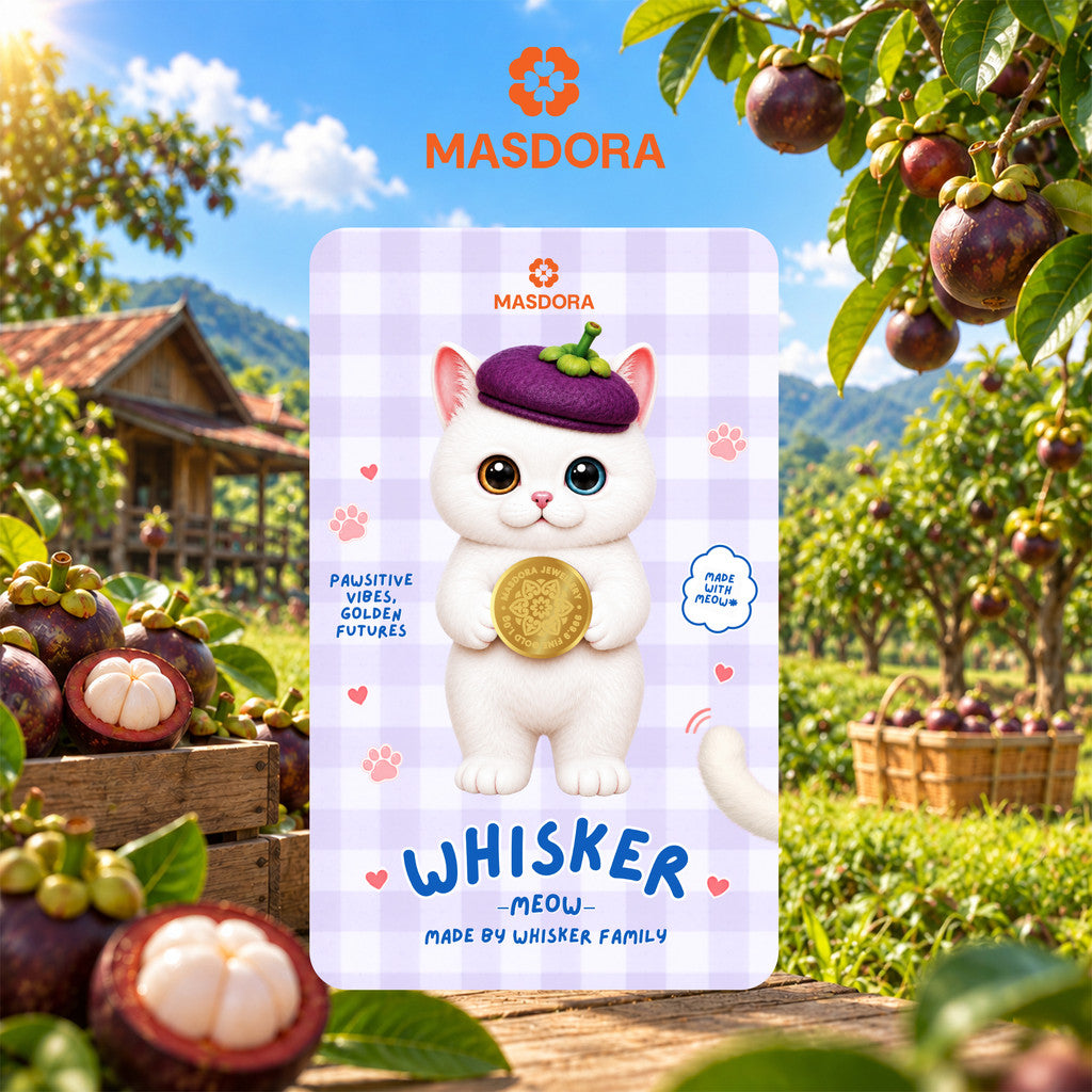 MASDORA 999.9 Gold Bar 1.00GM Whisker Collection -  The Turkish Angora White Cat (EMAS 999.9/24K)