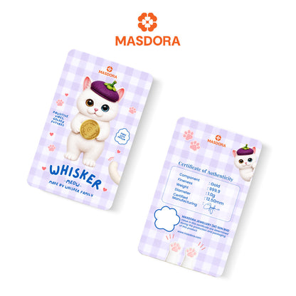 MASDORA 999.9 Gold Bar 1.00GM Whisker Collection -  The Turkish Angora White Cat (EMAS 999.9/24K)