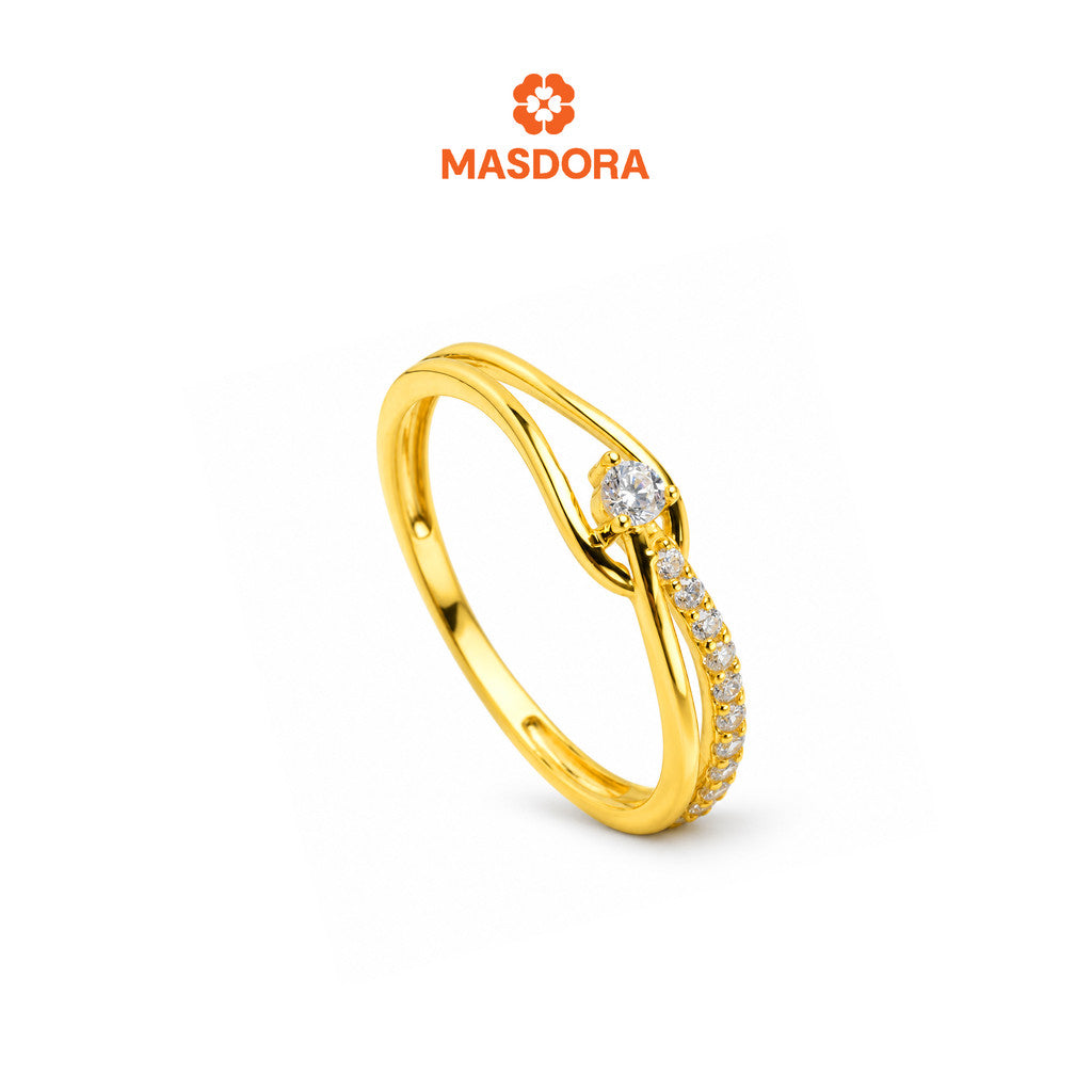 MASDORA 916 Gold Ring Cincin Emas ~ Sparkling Splice Knot Solitaire  (EMAS 916/22K)