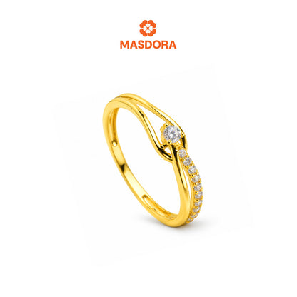 MASDORA 916 Gold Ring Cincin Emas ~ Sparkling Splice Knot Solitaire  (EMAS 916/22K)