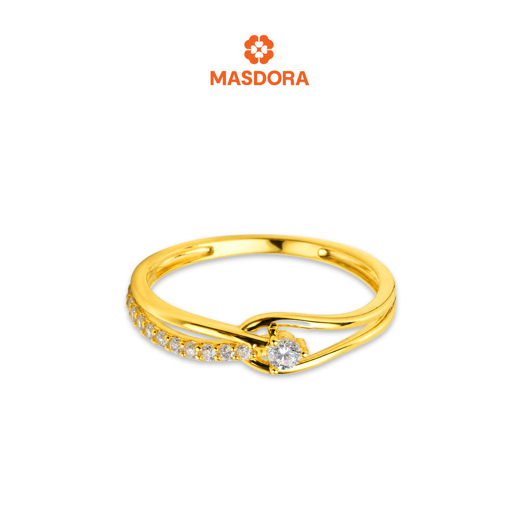 MASDORA 916 Gold Ring Cincin Emas ~ Sparkling Splice Knot Solitaire  (EMAS 916/22K)