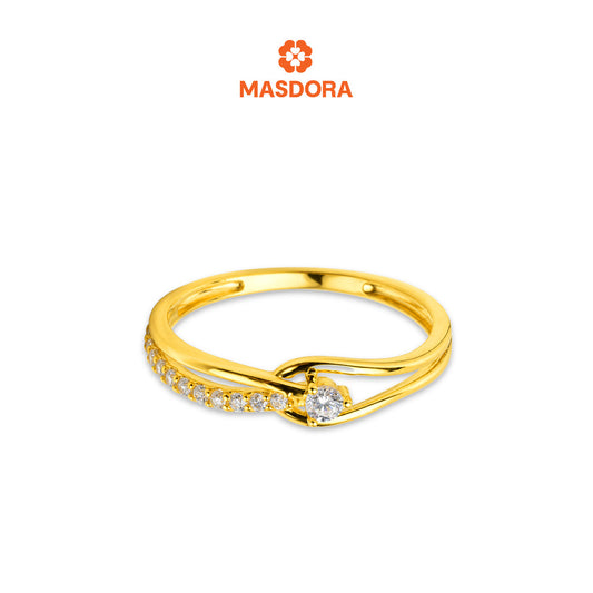 MASDORA 916 Gold Ring Cincin Emas ~ Sparkling Splice Knot Solitaire  (EMAS 916/22K)