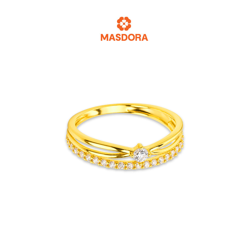 MASDORA 916 Gold Ring Rings Cincin Emas ~ Sparkling Mystic Solitaire (EMAS 916/22K)