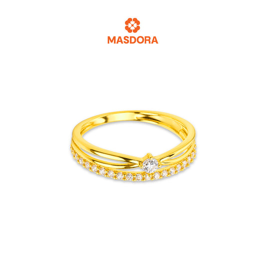 MASDORA 916 Gold Ring Rings Cincin Emas ~ Sparkling Mystic Solitaire (EMAS 916/22K)
