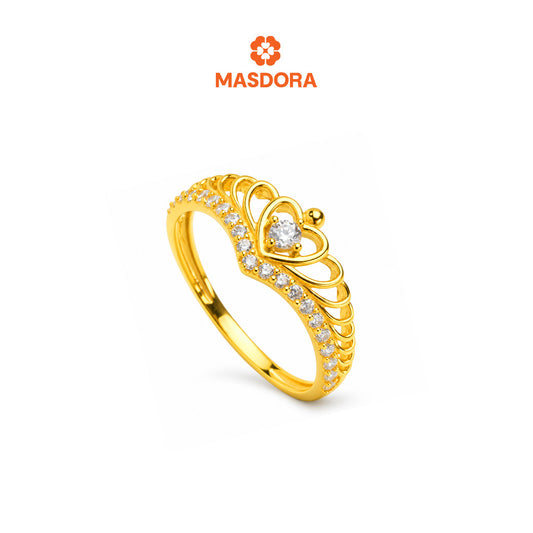 MASDORA 916 Gold Ring Rings Cincin Emas ~ Sparkling Coronal Solitaire (EMAS 916/22K)