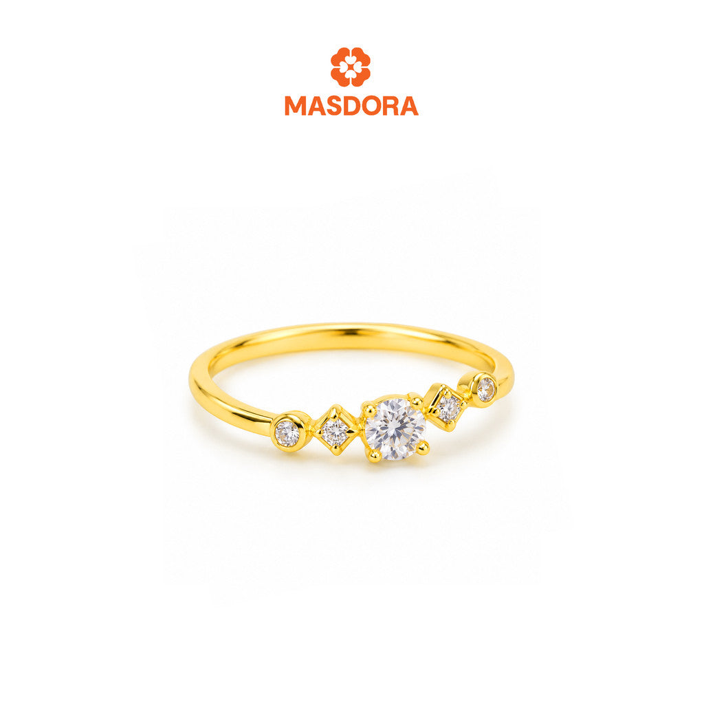 MASDORA 916 Gold Ring Rings Cincin Emas ~ Sparkling Squircle Solitaire (EMAS 916/22K)