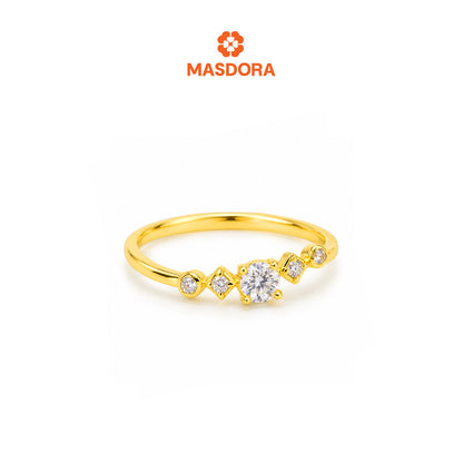 MASDORA 916 Gold Ring Rings Cincin Emas ~ Sparkling Squircle Solitaire (EMAS 916/22K)