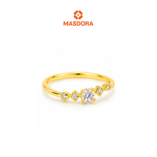 MASDORA 916 Gold Ring Rings Cincin Emas ~ Sparkling Squircle Solitaire (EMAS 916/22K)