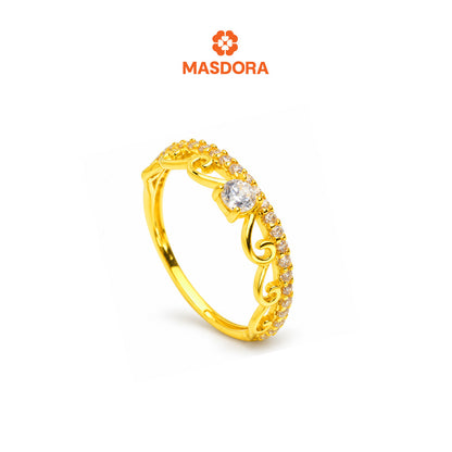 MASDORA 916 Gold Ring Rings Cincin Emas ~ Sparkling Quaint Solitaire (EMAS 916/22K)
