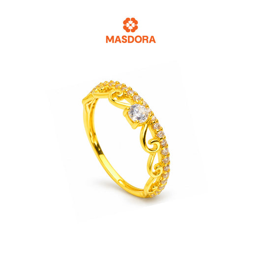 MASDORA 916 Gold Ring Rings Cincin Emas ~ Sparkling Quaint Solitaire (EMAS 916/22K)