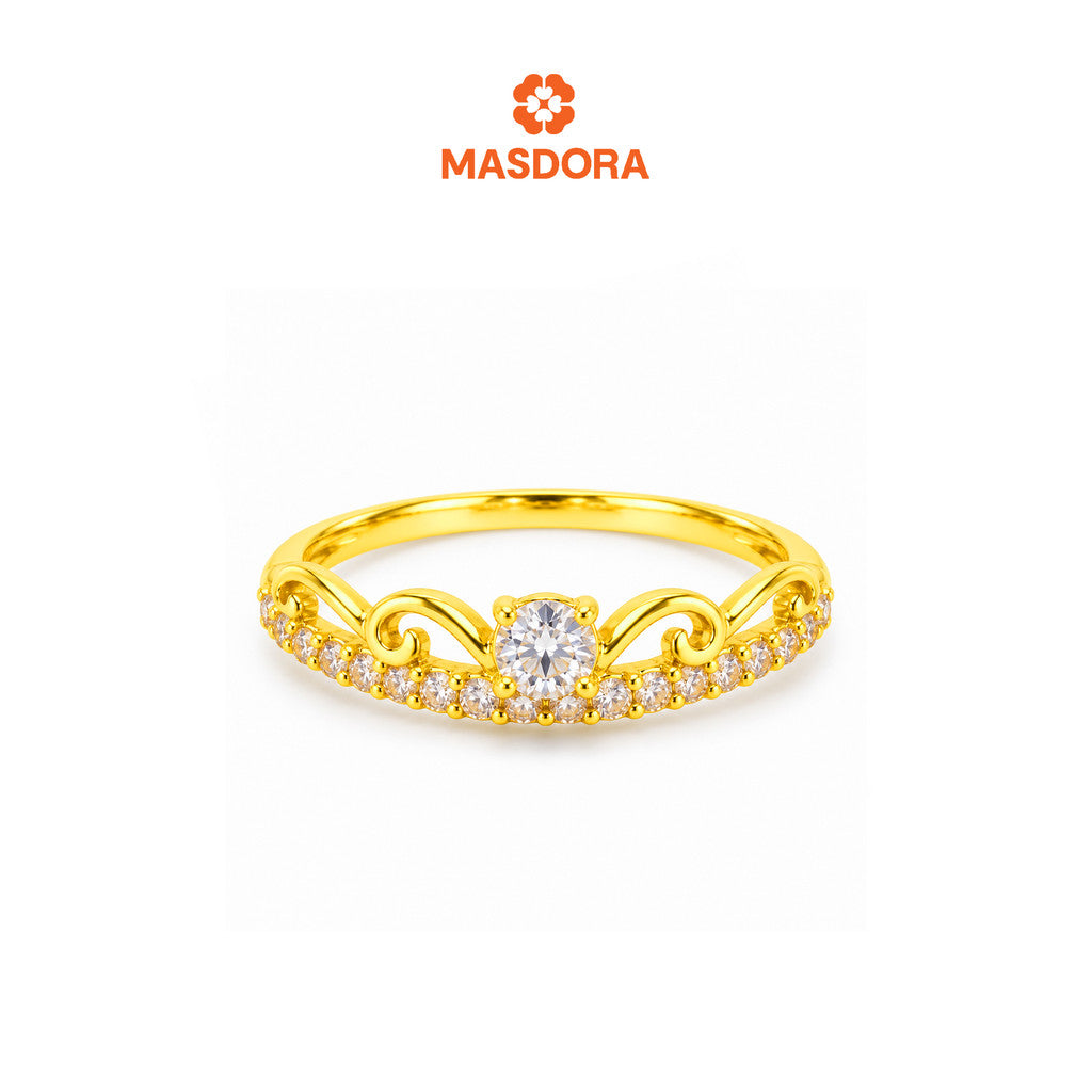 MASDORA 916 Gold Ring Rings Cincin Emas ~ Sparkling Quaint Solitaire (EMAS 916/22K)