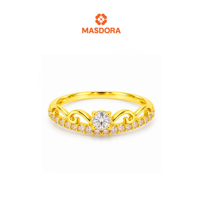 MASDORA 916 Gold Ring Rings Cincin Emas ~ Sparkling Quaint Solitaire (EMAS 916/22K)