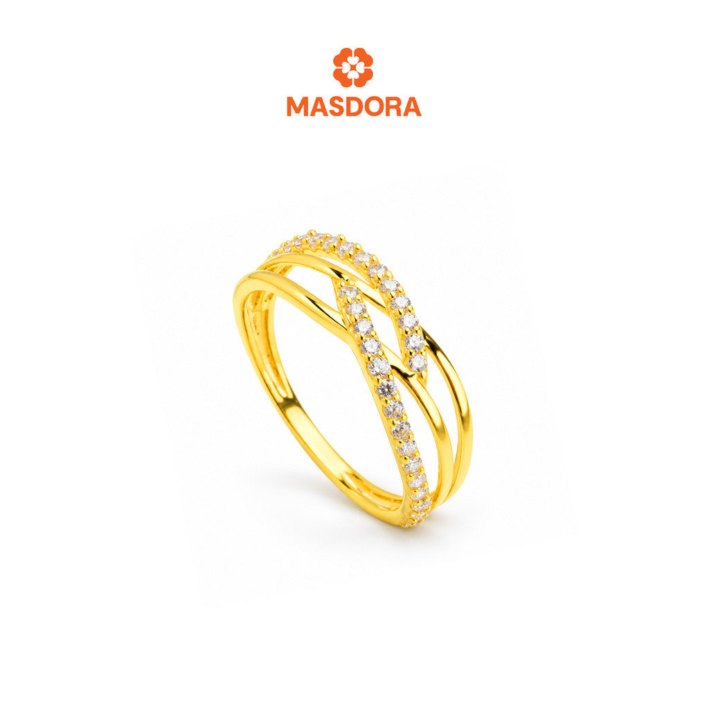 MASDORA 916 Gold Ring Rings Cincin Emas ~ Sparkling Gyrate Weave (EMAS 916/22K)