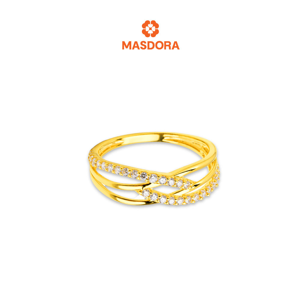 MASDORA 916 Gold Ring Rings Cincin Emas ~ Sparkling Gyrate Weave (EMAS 916/22K)