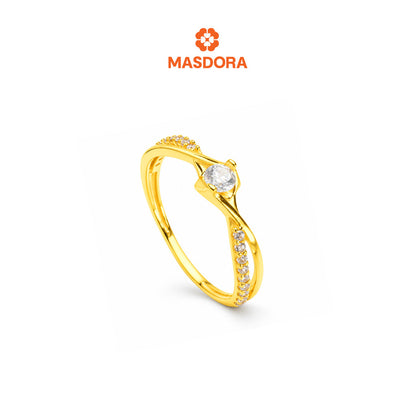 MASDORA 916 Gold Ring Rings Cincin Emas ~ Sparkling Curl Solitaire (EMAS 916/22K)