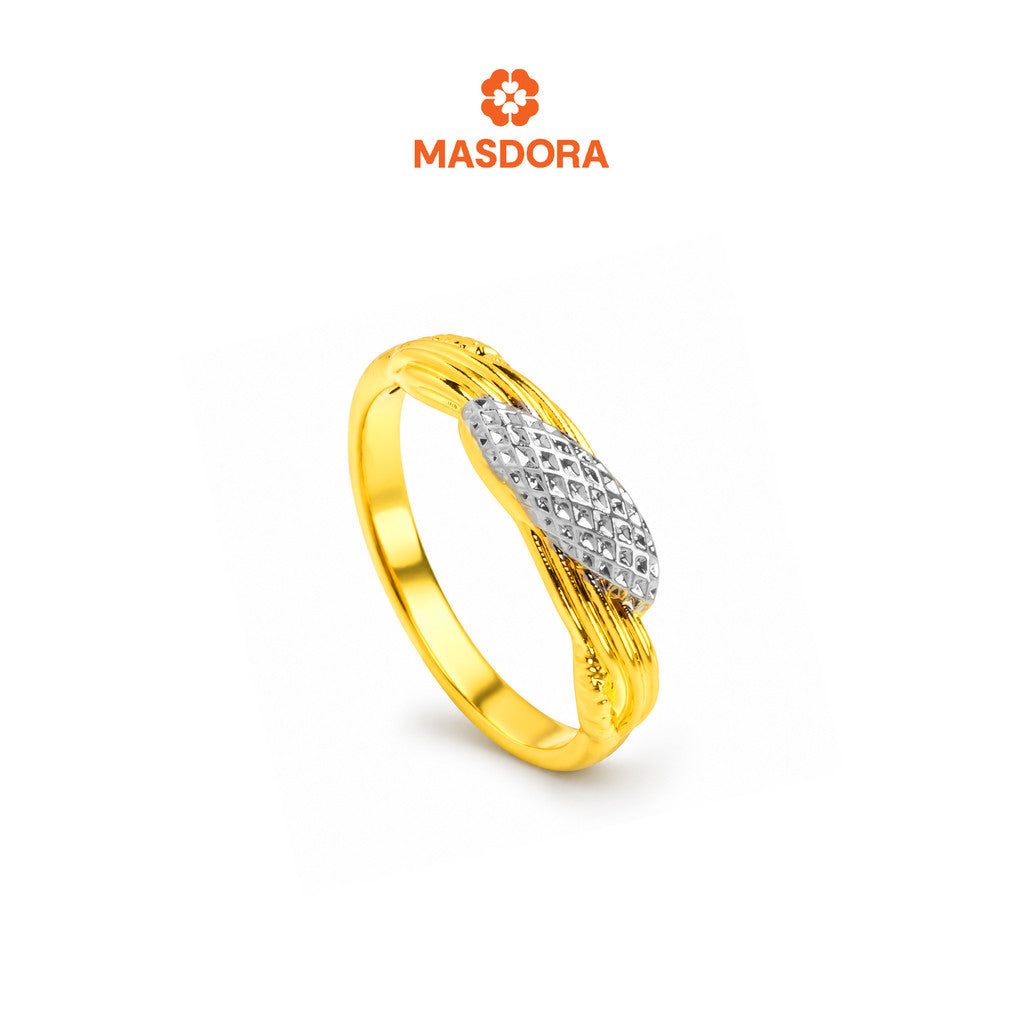 MASDORA 916 Gold Ring Rings Cincin Emas ~ HG Duotone Stacked Weave (EMAS 916/22K)