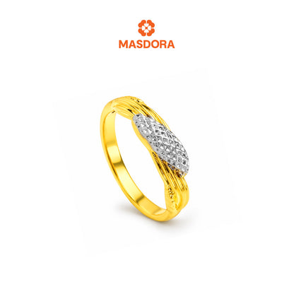 MASDORA 916 Gold Ring Rings Cincin Emas ~ HG Duotone Stacked Weave (EMAS 916/22K)