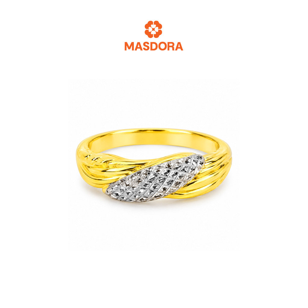 MASDORA 916 Gold Ring Rings Cincin Emas ~ HG Duotone Stacked Weave (EMAS 916/22K)