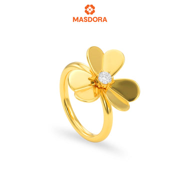 MASDORA 916 Gold Ring Rings Cincin Emas ~ Shiny Trifoglio Golden Clover (EMAS 916/22K)