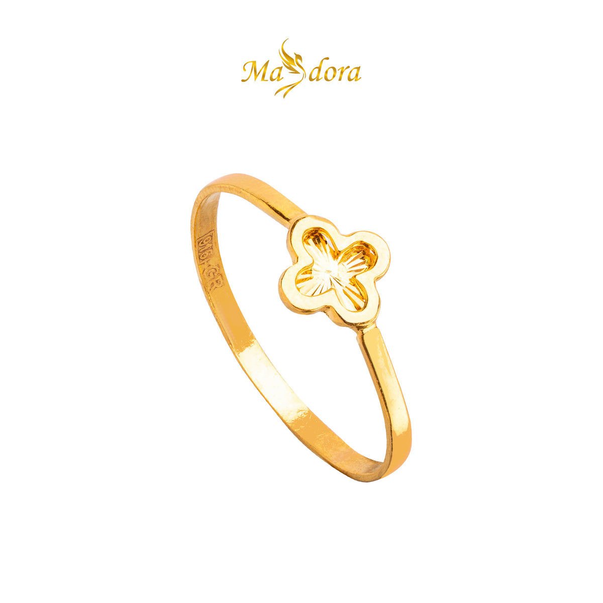 MASDORA 916 Gold Ring Rings Cincin Emas ~ Minimalist Shiny Cutting Clover (EMAS 916/22K)