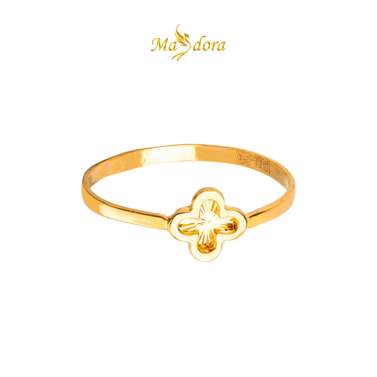 MASDORA 916 Gold Ring Rings Cincin Emas ~ Minimalist Shiny Cutting Clover (EMAS 916/22K)