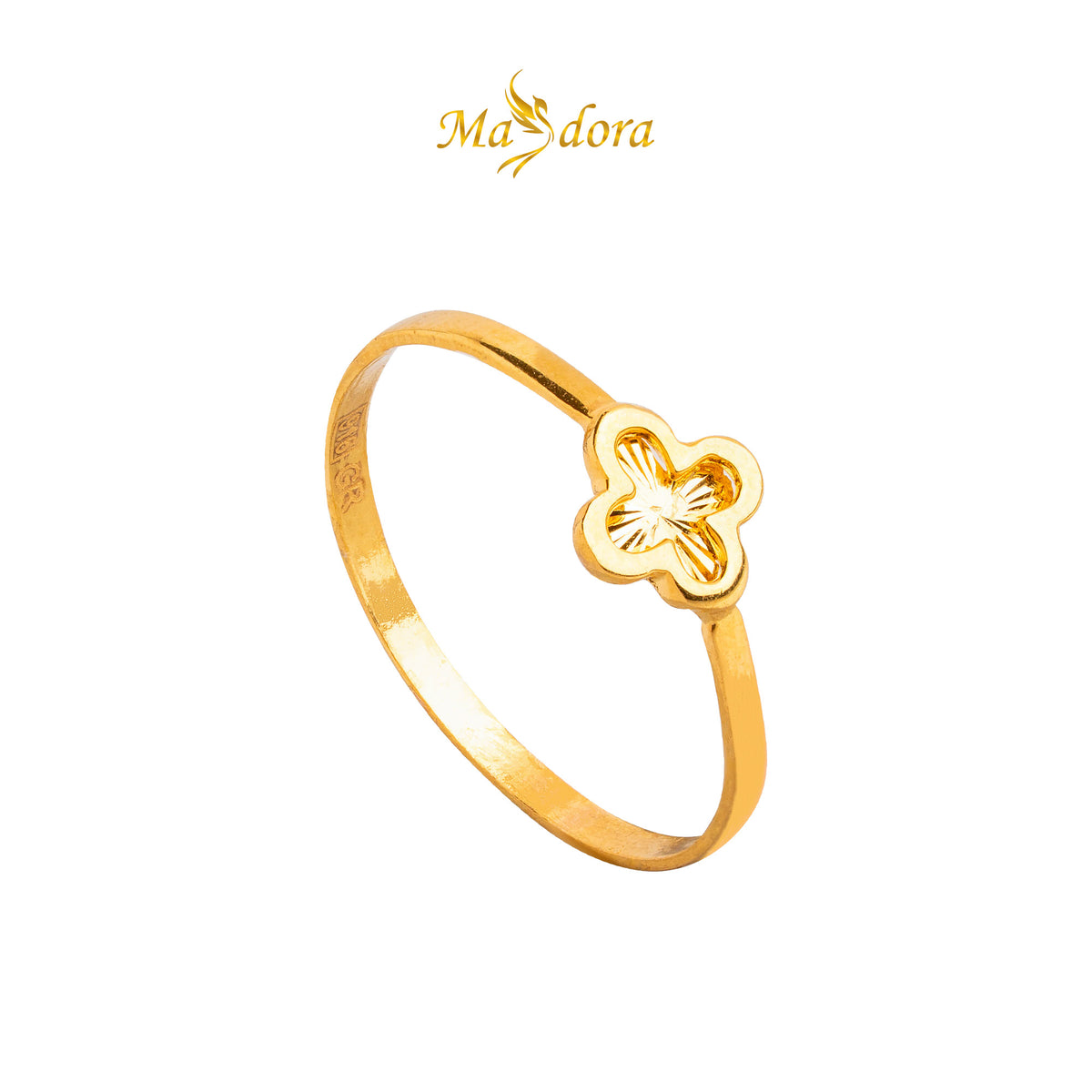 MASDORA 916 Gold Ring Rings Cincin Emas ~ Minimalist Shiny Cutting Clover (EMAS 916/22K)