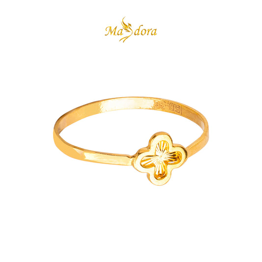 MASDORA 916 Gold Ring Rings Cincin Emas ~ Minimalist Shiny Cutting Clover (EMAS 916/22K)