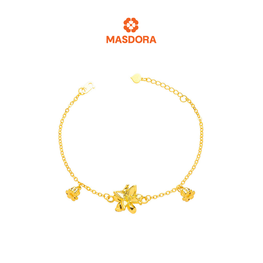 MASDORA 916 Gold Bracelet Rantai Tangan Emas ~ HG Golden Fairy Flower (EMAS 916/22K)