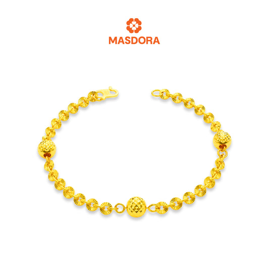 MASDORA 916 Gold Bracelet Rantai Tangan Emas ~ Shining Sauh Shiny Cutting Beads (EMAS 916/22K)