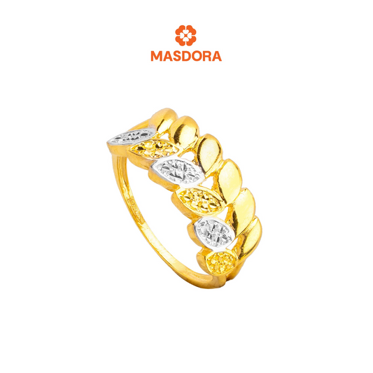 MASDORA 916 Gold Ring Rings Cincin Emas ~ Duotone Aligned Leafy (EMAS 916/22K)