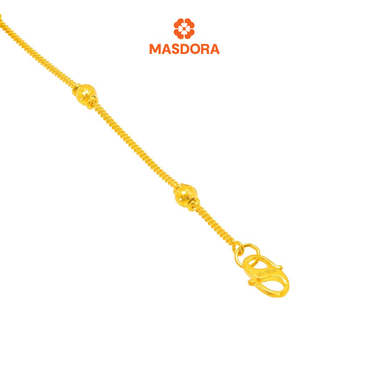 MASDORA 916 Gold Bracelet Rantai Tangan Emas ~ Golden Bead Single Chain (EMAS 916/22K)