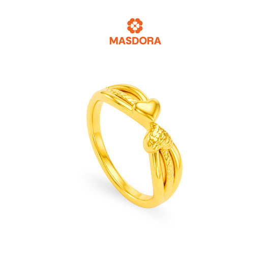 MASDORA 916 Gold Ring Rings Cincin Emas ~ HG Golden Slanted Bow (EMAS 916/22K)
