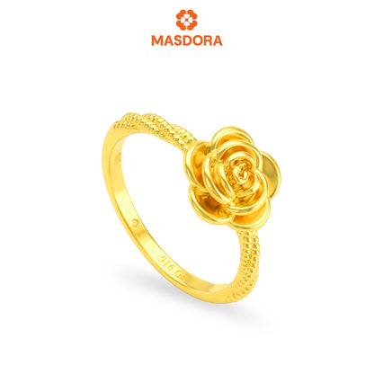 MASDORA 916 Gold Ring Rings Cincin Emas ~ HG Golden Delicate Rose (EMAS 916/22K)