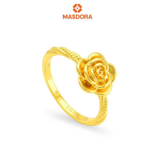 MASDORA 916 Gold Ring Rings Cincin Emas ~ HG Golden Delicate Rose (EMAS 916/22K)