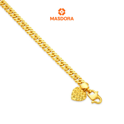 MASDORA 916 Gold Bracelet Rantai Tangan Emas ~ Lipan Licin (4mm) (EMAS 916/22K)