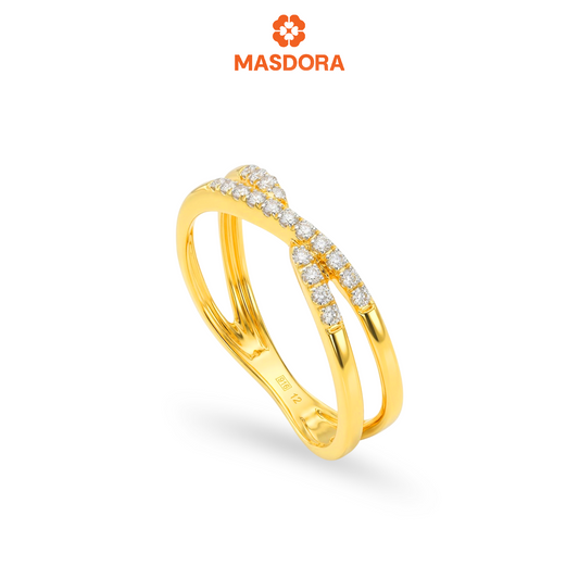 MASDORA 916 Gold Ring Rings Cincin Emas ~ Sparkling X-Twirl (EMAS 916/22K)
