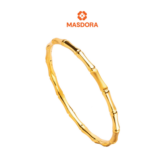 MASDORA 999 Gold Bangle Gelang Tangan Emas ~ Round Matte Bamboo (EMAS 999/24K)