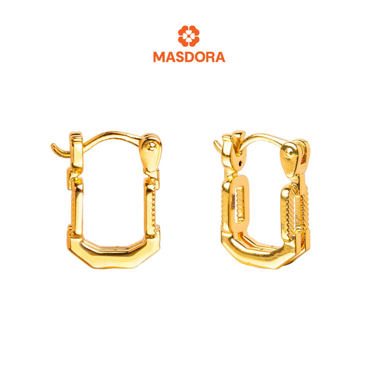 MASDORA 999 Gold Earring Earrings Subang Emas ~ Golden Paperclip Harp (EMAS 999/24K)