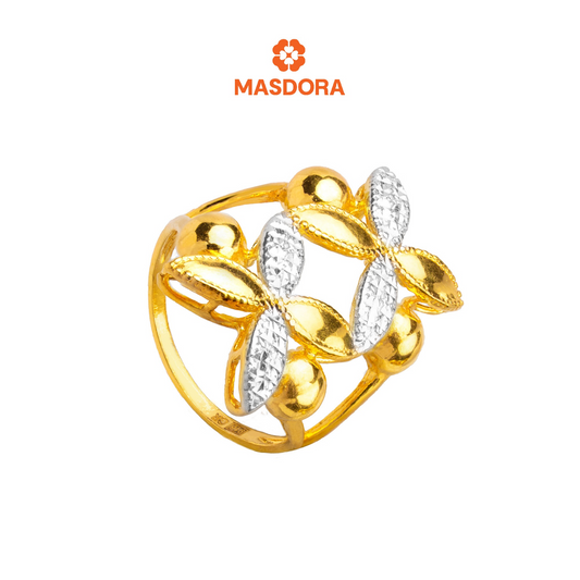 MASDORA 916 Gold Ring Rings Cincin Emas ~ Duotone Double Marissa (EMAS 916/22K)