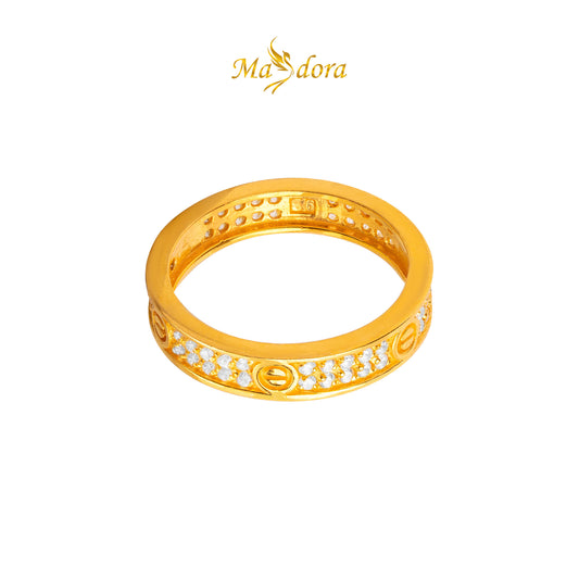 MASDORA 916 Gold Ring Rings Cincin Emas ~ Exclusive Love-Paved Screw Mark (EMAS 916/22K)