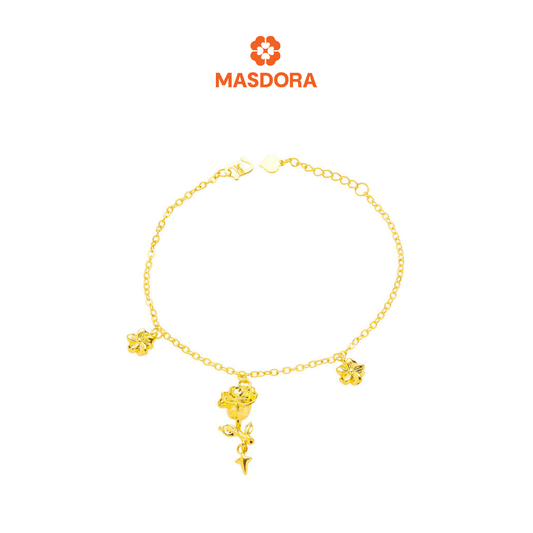 MASDORA 916 Gold Bracelet Rantai Tangan Emas ~ HG Vast Rose Flower (EMAS 916/22K)