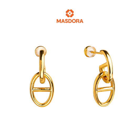 MASDORA 999 Gold Earring Earrings Emas ~ Golden D Links (EMAS 999/24K)
